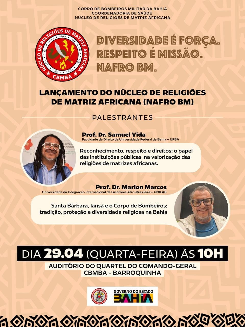 Corpo de Bombeiros da Bahia lan&ccedil;a n&uacute;cleo para valoriza&ccedil;&atilde;o das religi&otilde;es de matriz africana