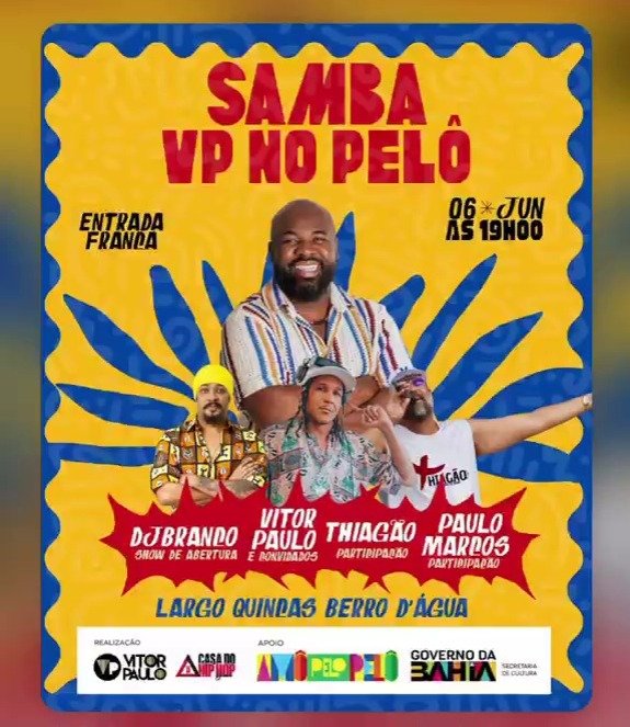 Samba VP no Pel&ocirc; promete reunir grandes nomes da m&uacute;sica no Centro Hist&oacute;rico de Salvador